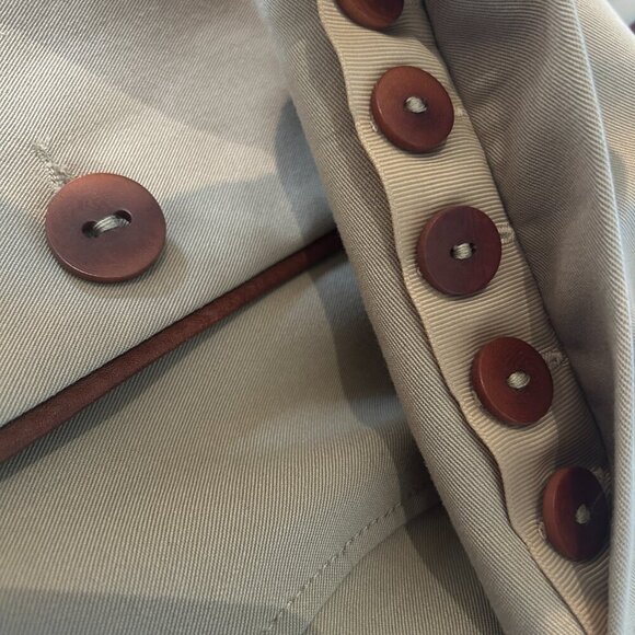 Blink Women's Tan Cotton Equestrian Coat Jacket S Leather Trim Dressage Show - Picture 9 of 10